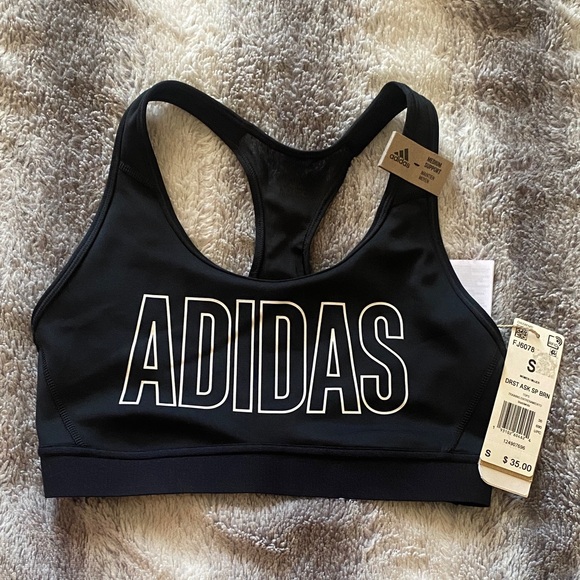 adidas Other - 4/$30 adidas Black Sports Bra with White Bold Logo